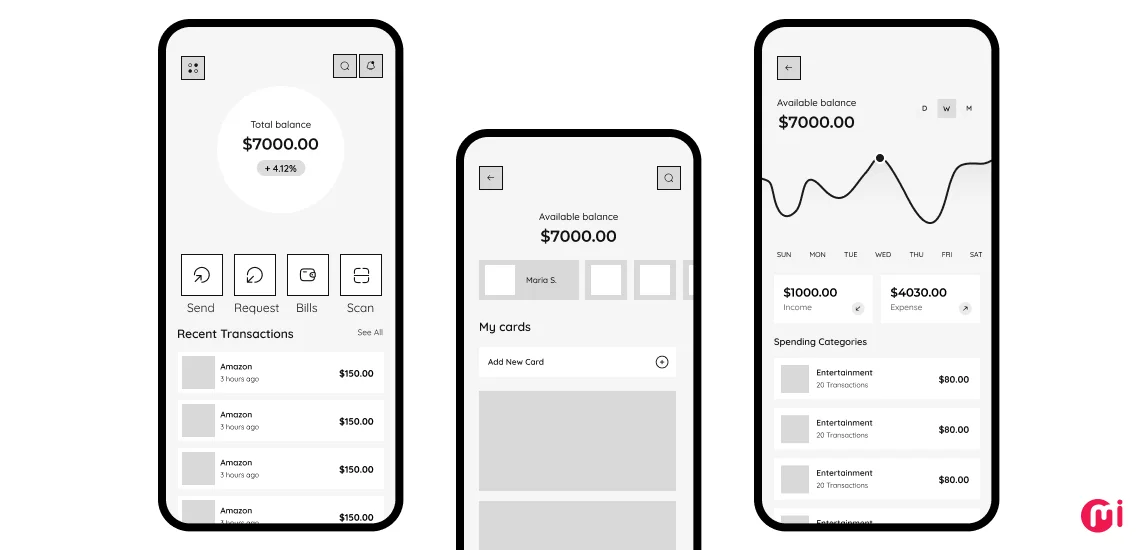 expense tracker app wireframe