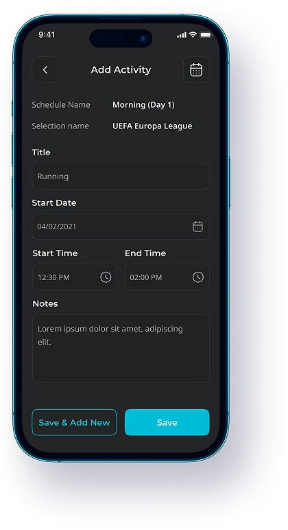 add activity screen